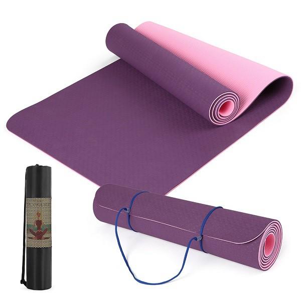 Thảm Tập Yoga TPE 6mm 2 Lớp + Tặng Kèm Túi Và Dây Buộc