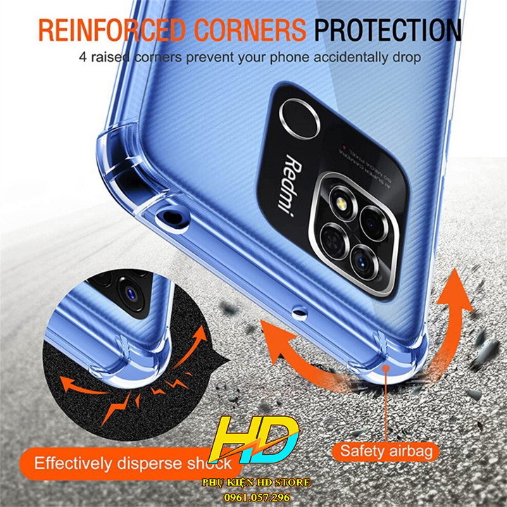 Ốp Lưng Silicon Trong Suốt Cho Xiaomi Redmi 10C Khoeét Lỗ Bảo vệ Camera, Chống Sốc 4 Góc Tốt Nhất