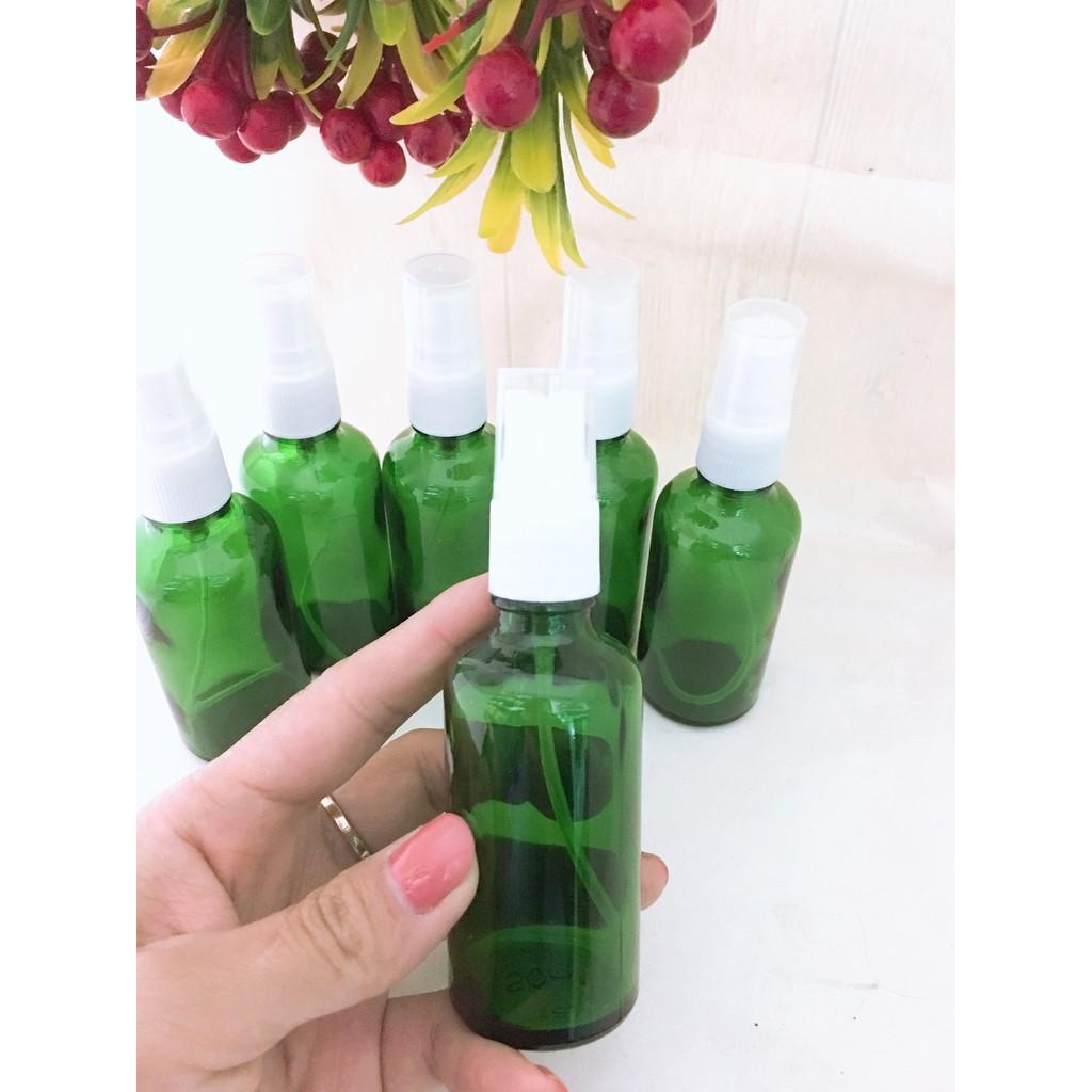 Combo 20 Lọ đựng tinh dầu 50ml màu xanh dạng xịt nắp trắng lọ 50ml