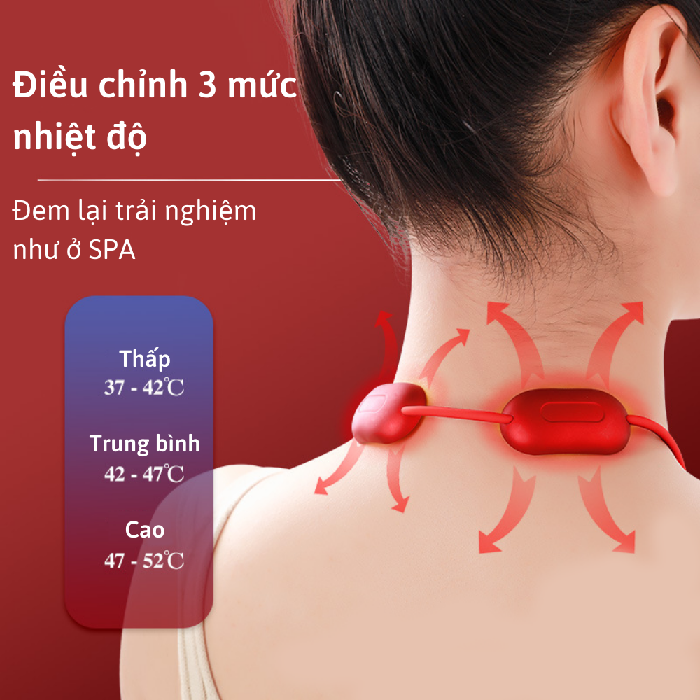 Dây đeo massage cổ vai gáy CTFAST LP-A7, máy mát xa nhiệt đa năng 2 đầu xung điện kép kết hợp 9 cường độ rung hỗ trợ giảm đau nhức mỏi cơ, thư giãn cơ thể, pin sạc, kích thước nhỏ gọn - Hàng chính hãng