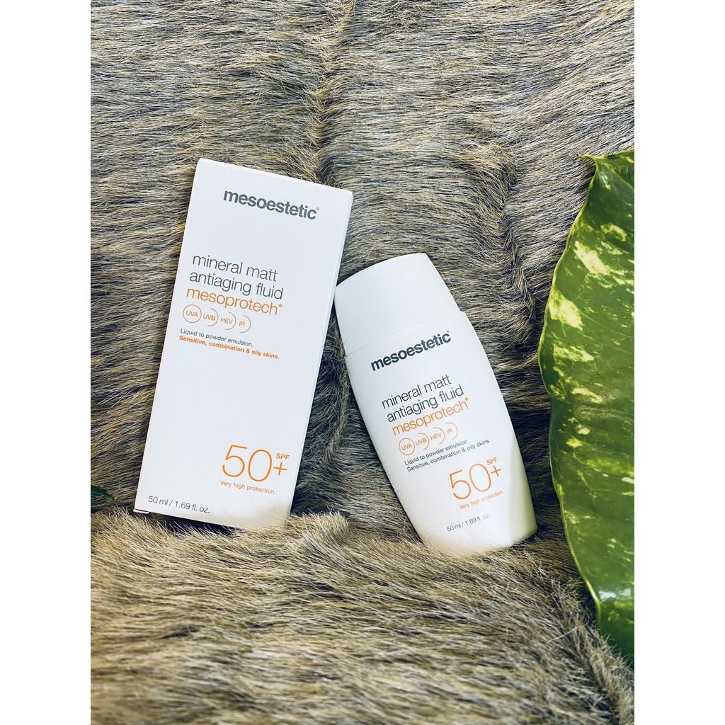 Kem chống nắng thế hệ mới Mesoestetic Mineral Matt Antiaging Fluid Mesoprotech SPF 50+
