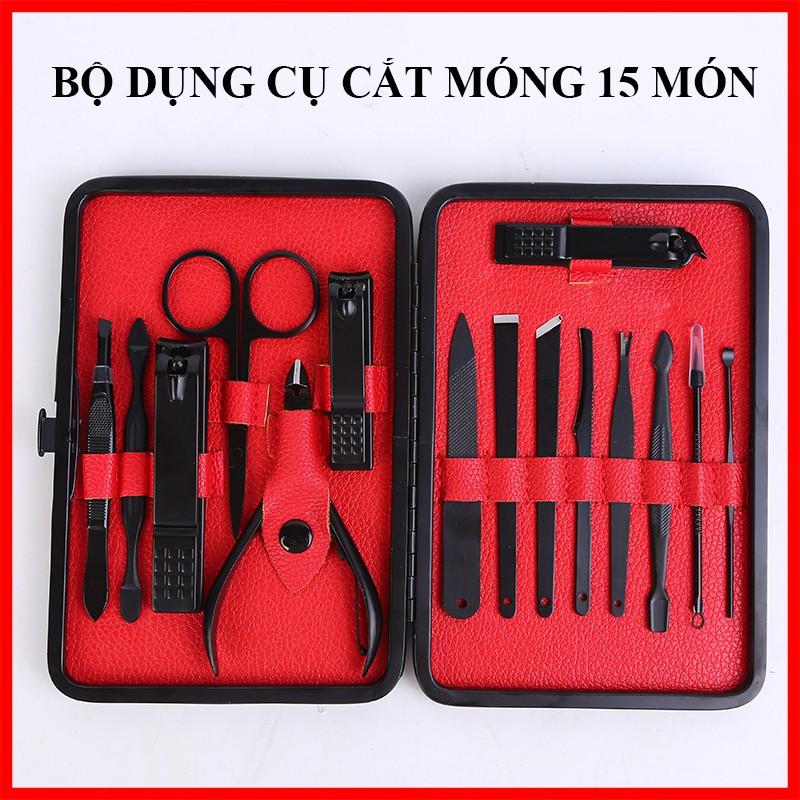 Bộ bấm móng tay 15 Món - Bộ Kềm Cắt Móng Tay Cao Cấp (Dụng cụ cắt móng, ráy tai, mụn)