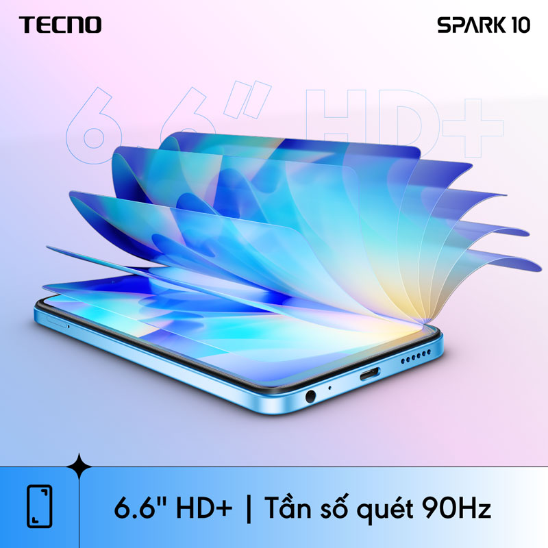 Điện thoại Tecno SPARK 10 4GB/128GB - Camera 50MP | 5000 mAh | Sạc nhanh 18W | Cảm ứng vân tay - Hàng chính hãng
