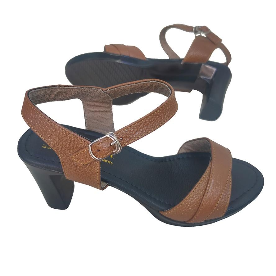 Giày Sandal Nữ Cao Gót TiTi ĐÔ Da Bò Thật Cao Cấp 7cm DNU2131a