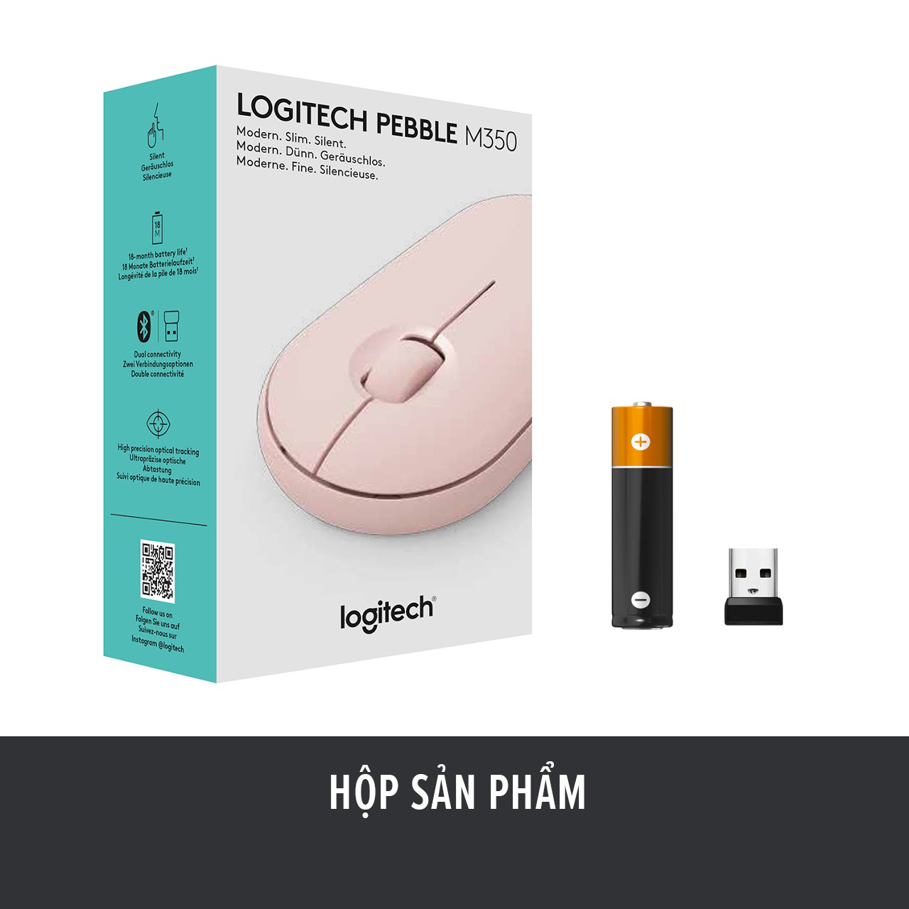 Chuột Bluetooth Silent Logitech Pebble M350 - Hàng chính hãng