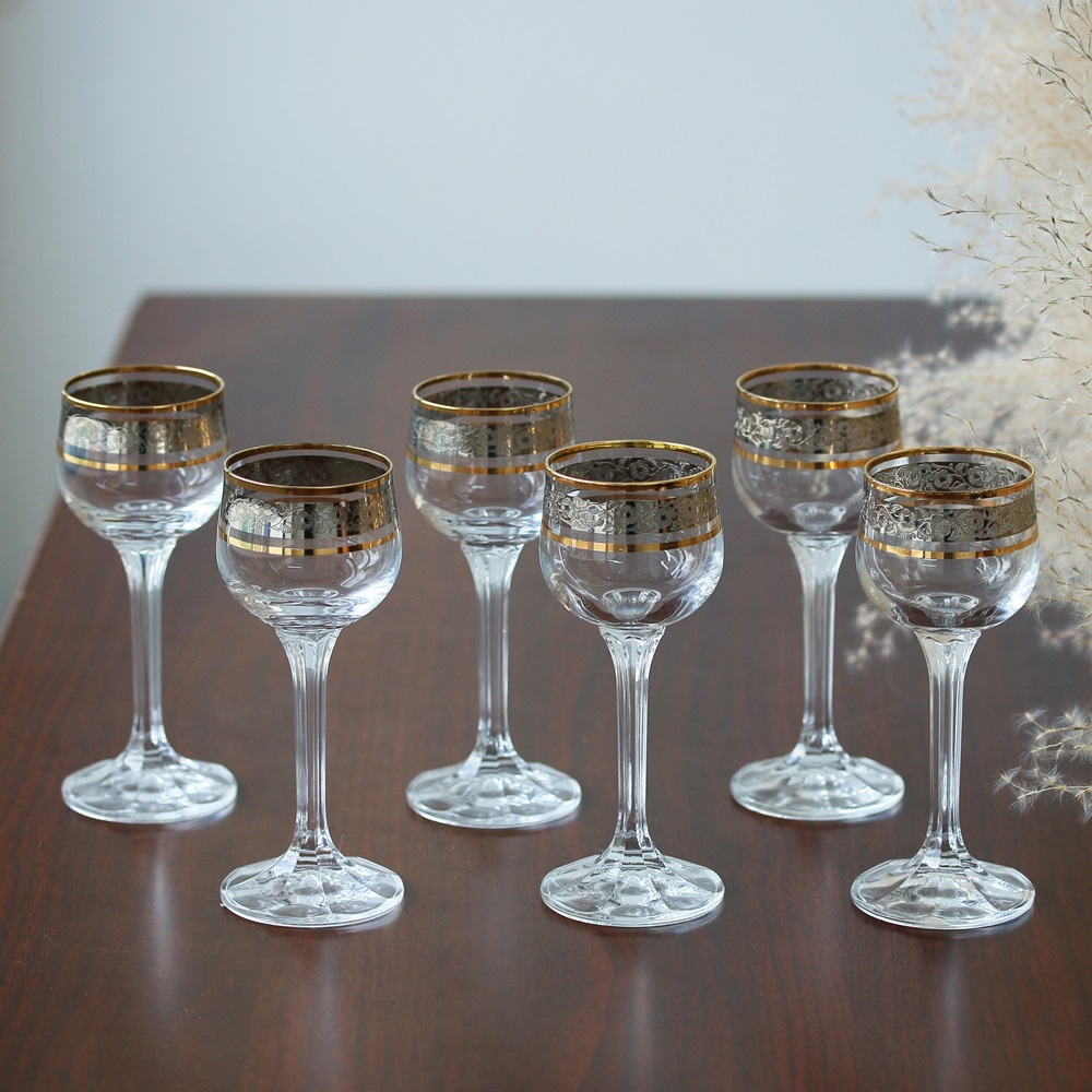 Ly uống Shot Thủy tinh mạ vàng Bohemia Tiệp khắc