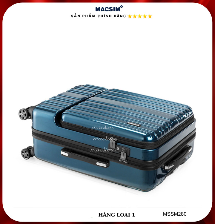 Vali cao cấp Macsim Smooire MSSM280 cỡ 20 inch màu đỏ-xanh bóng-vàng gold - Hàng loại 1