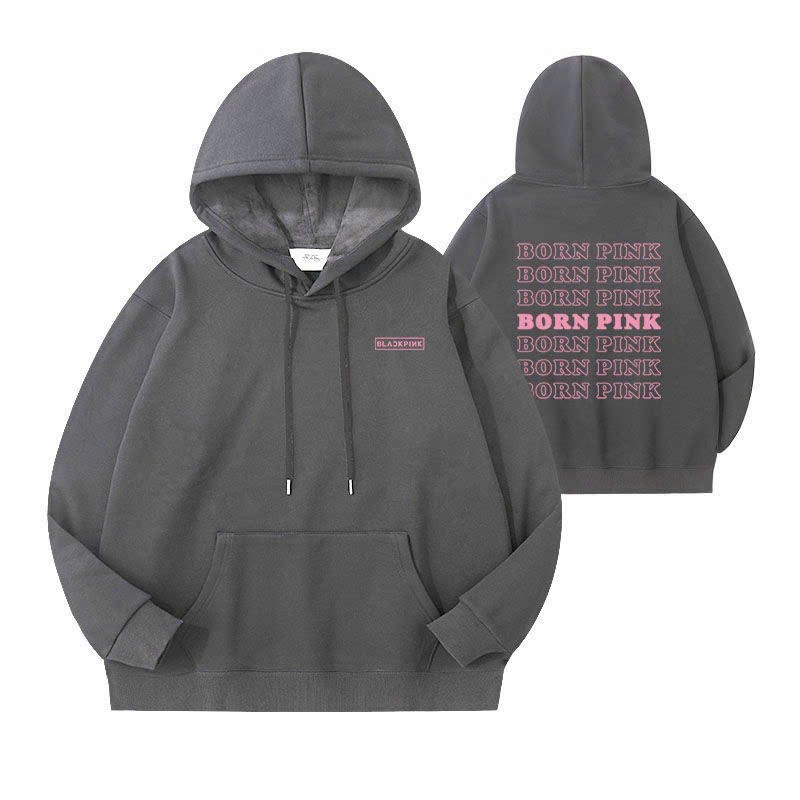 Áo Hoodie Chữ Born Pink Phối Túi Thêu Rộng unisex Có Nón Mũ 2 Lớp Cặp Đôi Nam Nữ Couple -- Khoác Nỉ Thu Đông