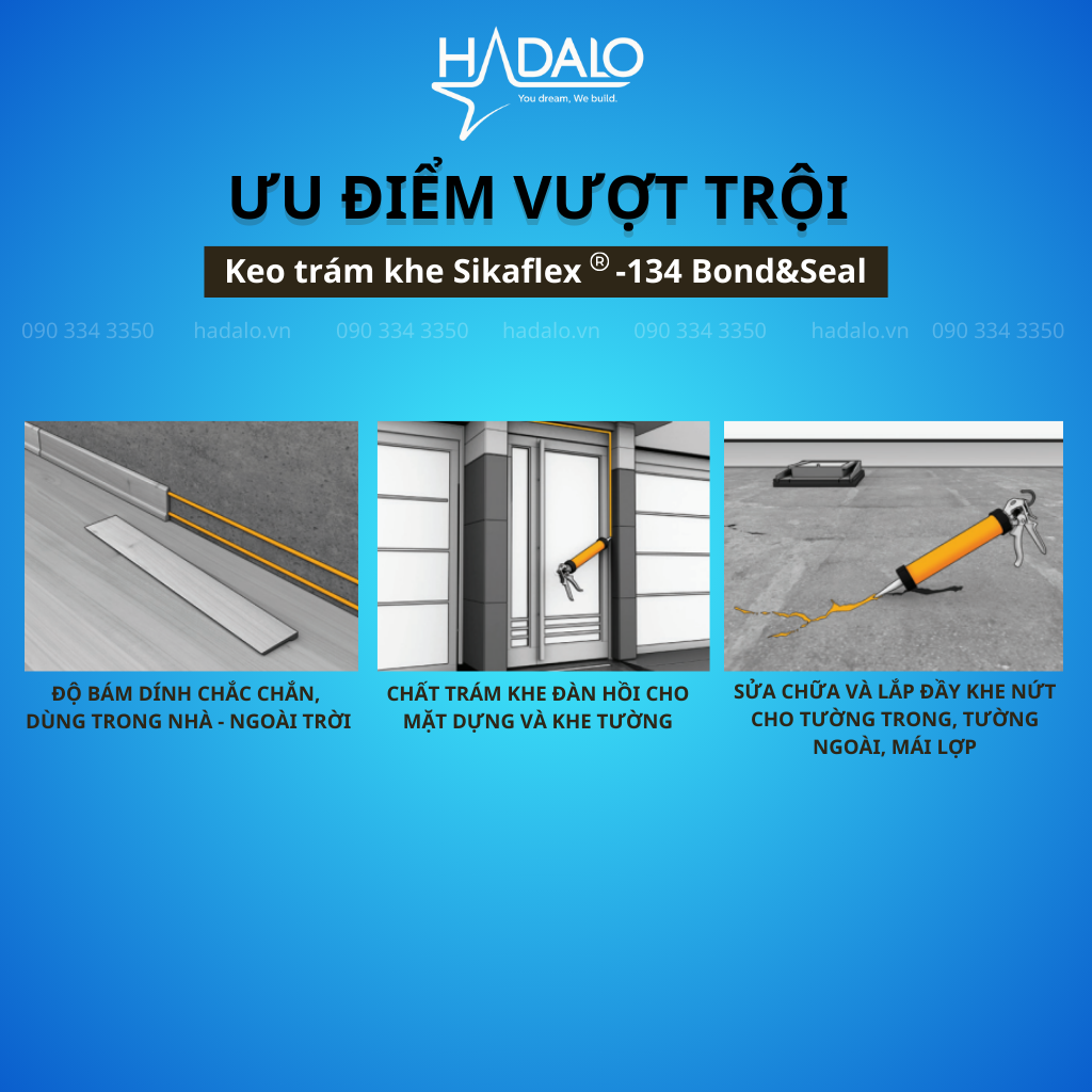 Keo Sikaflex 134 Bond&Seal trám khe, trám vết nứt cho tường trong, tường ngoài, mái lợp