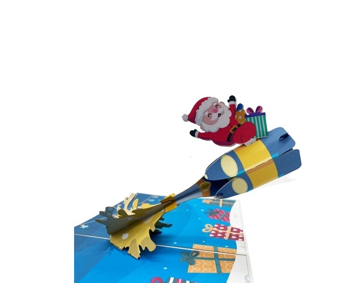 X34 -  THIỆP NOEL 3D ÔNG GIÀ NOEL TRƯỢT TUYẾT – MERRY CHRISTMAS