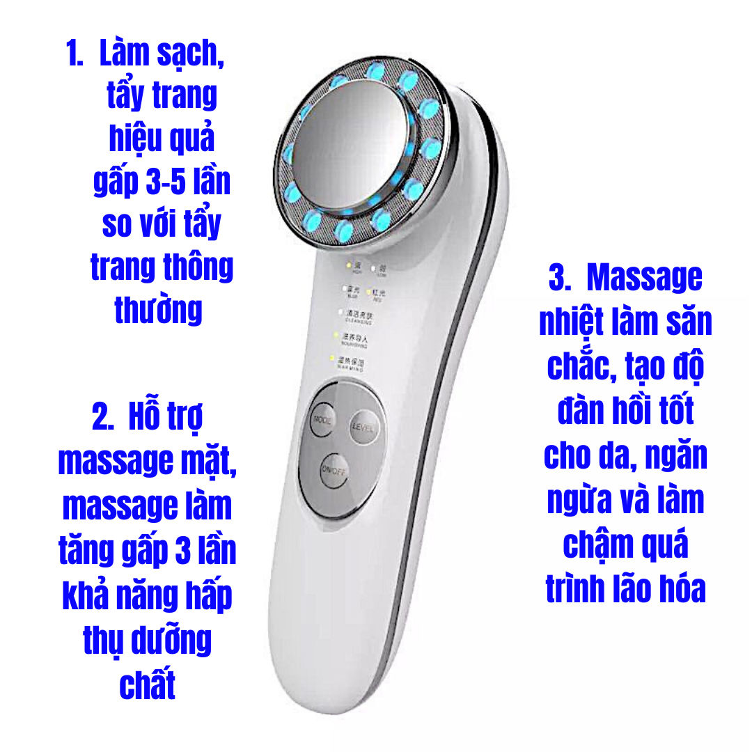 Máy massage mặt MIANZ nâng cơ điện di tinh chất mát xa mặt, làm sạch, trẻ hóa chăm sóc da mặt