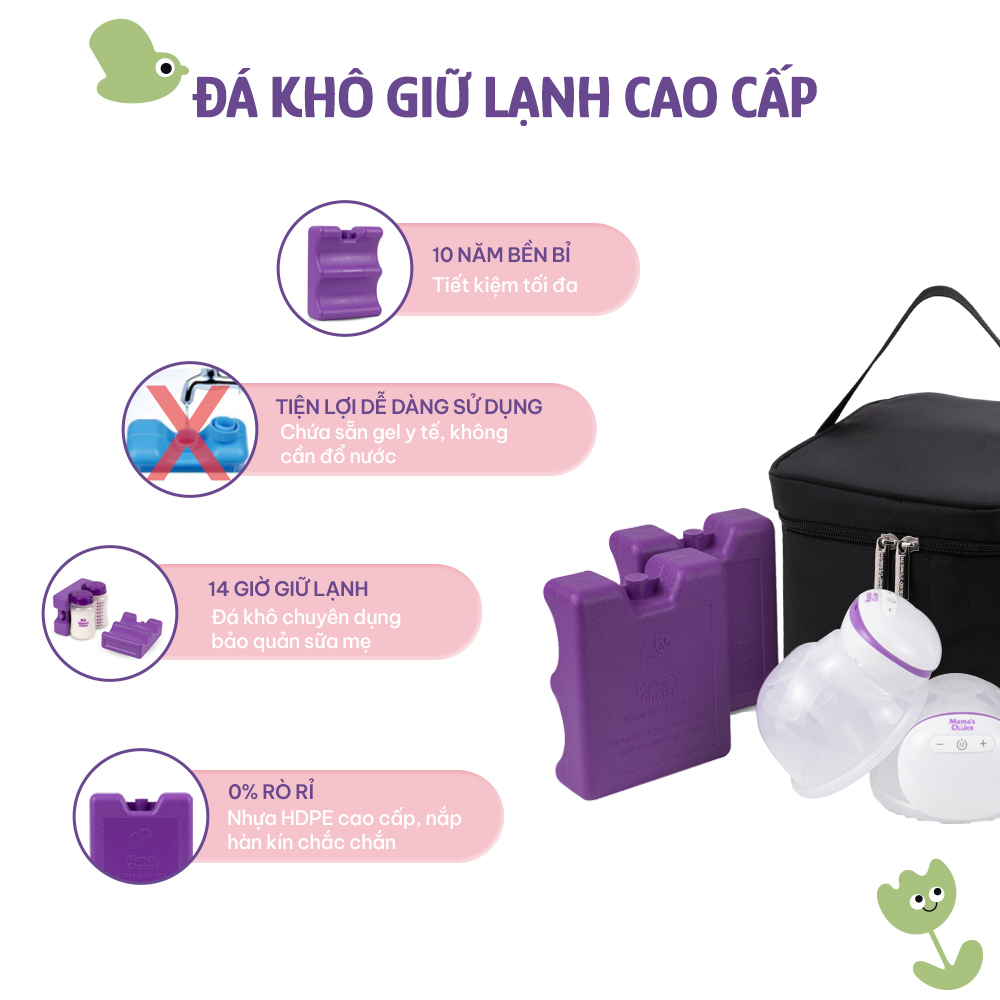 Túi Đá Khô Trữ Sữa Mama’s Choice, Giữ Lạnh Sữa Mẹ Lên Đến 14 Tiếng, Túi Giữ Nhiệt Bình Sữa, Đựng Và Giữ Ấm Đồ Ăn Cho Bé 