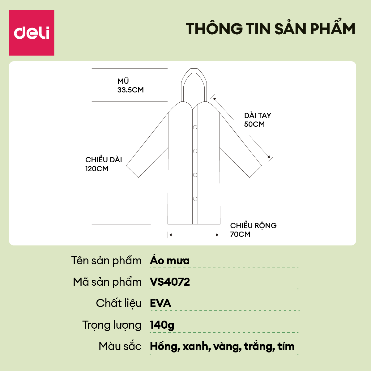 Áo Mưa 1 Người Trong Suốt Eva Deli - Siêu Dày Chống Thấm Nước Cho Mưa To Phong Cách Thời Trang Nhiều Màu Sắc Tươi Trẻ, Phù Hợp Cho Cả Nam Nữ