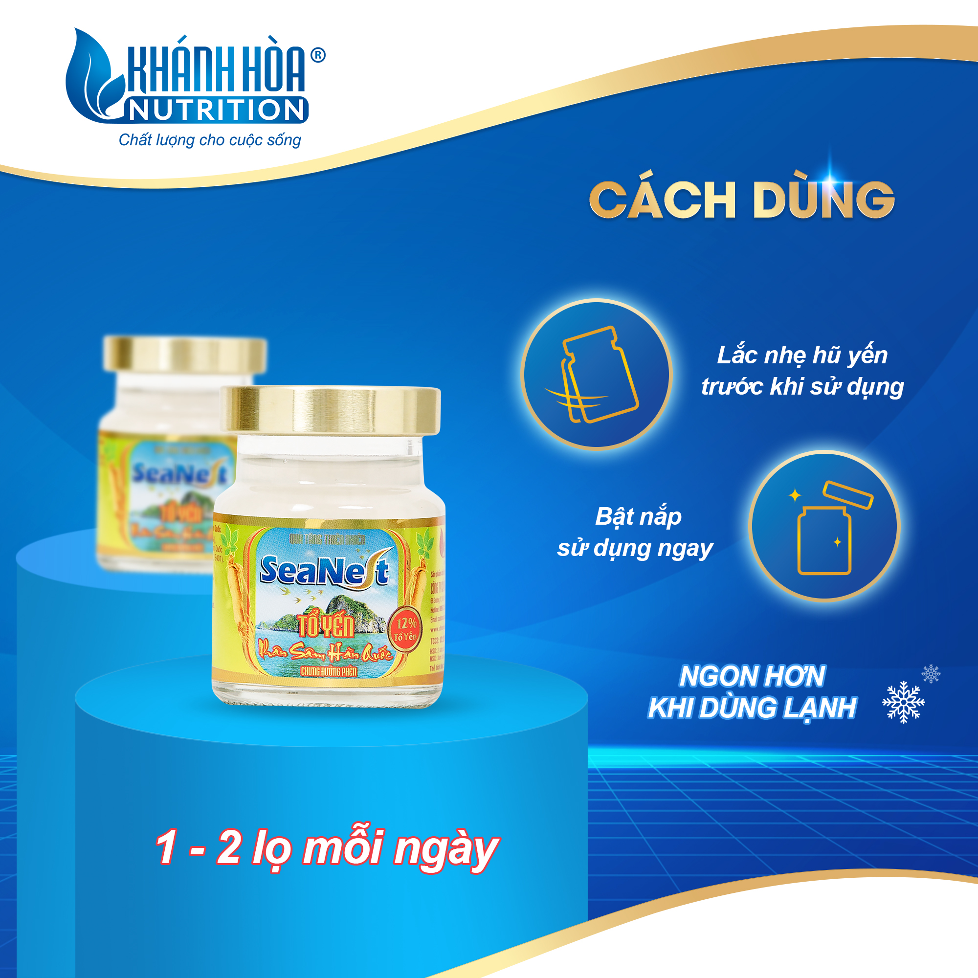 Nước Yến Sào chưng Nhân Sâm Hàn Quốc SeaNest 12% Khánh Hòa Nutrition - Lọ 70ml