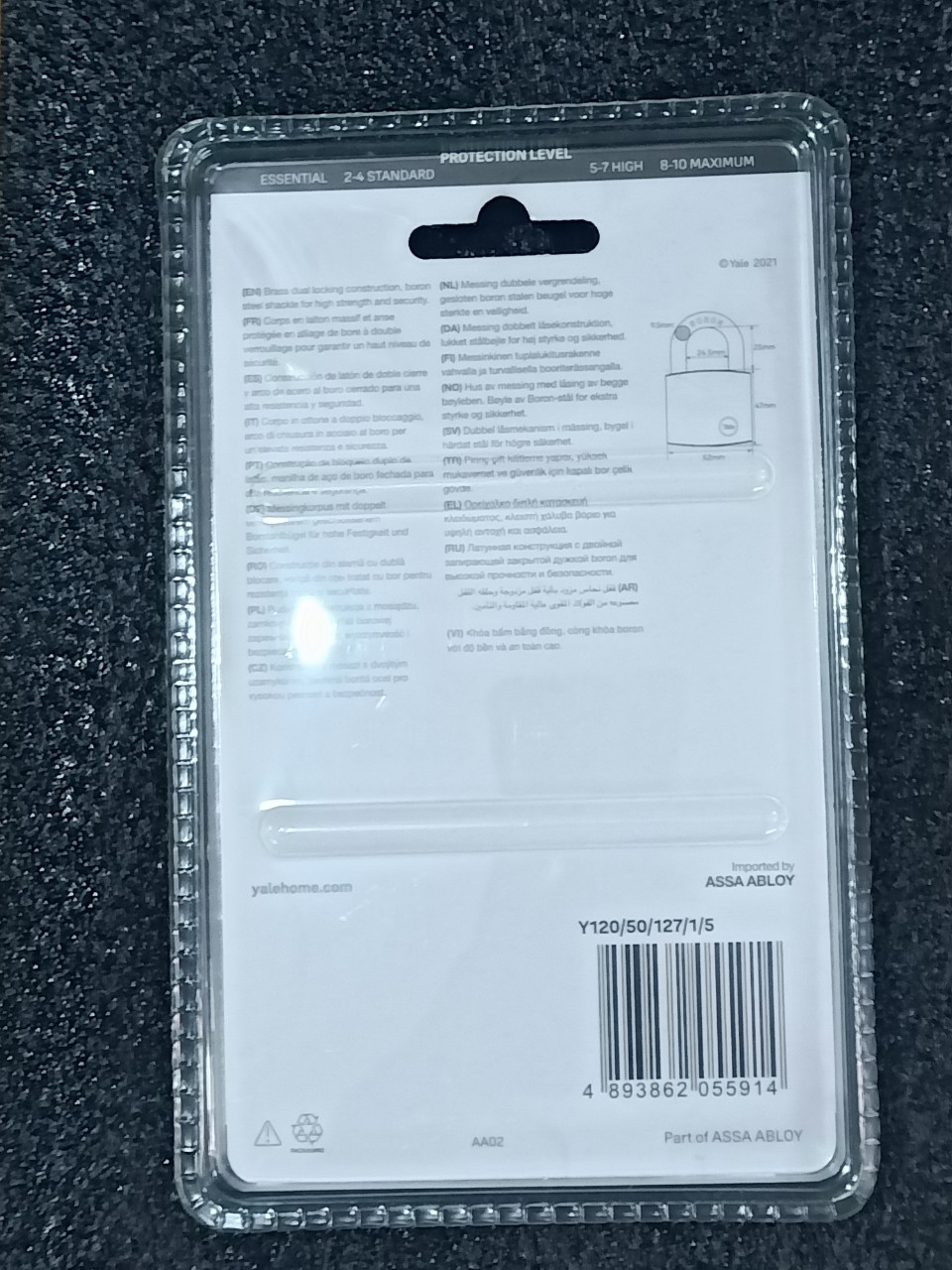 Khóa Yale Y120/50/127/1 Chìa Răng Cưa - Thân Đồng Mạ Crome Rộng 50mm