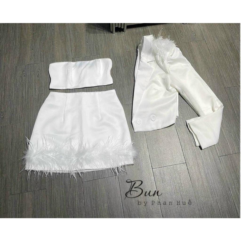 Sét bộ áo vest tay dài sang trọng phối áo croptop kèm chân thiết kế tinh tế gợi cảm KDS