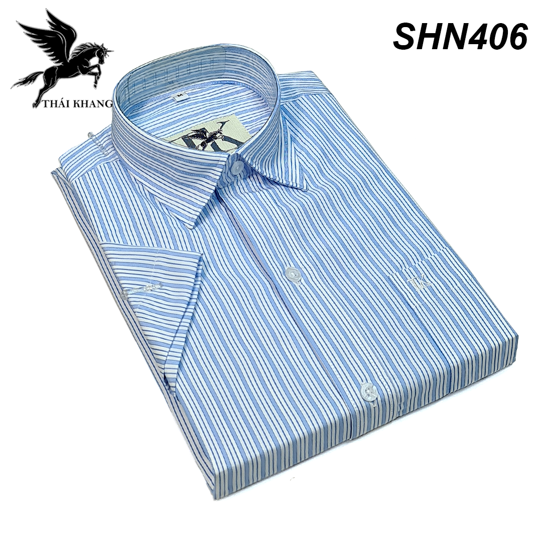 áo sơ mi nam ngắn tay sọc caro CAO CẤP form regular loại sơ mi công sở vải cotton đẹp ASHN40