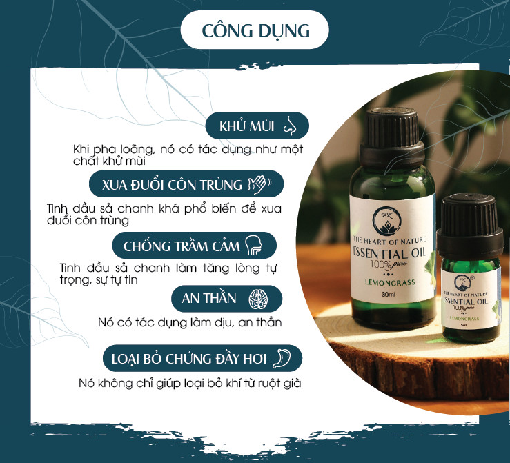Tinh Dầu Cao Cấp Sả Chanh PK 100ml - Tinh Dầu Sả Chanh Thơm Phòng, Đuổi Muỗi, Thư Giãn - Chứng Nhận Hữu Cơ Organic FDA Hoa Kỳ duy nhất Việt Nam