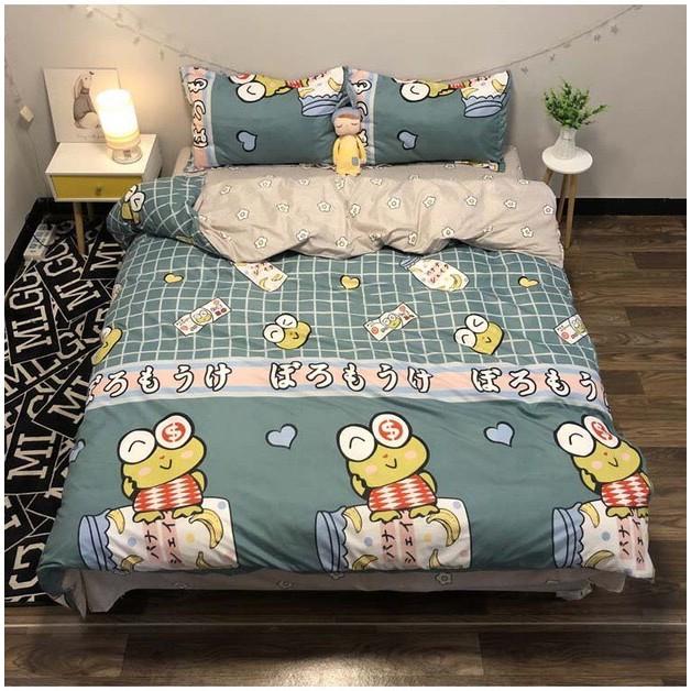 Bộ chăn ga Cotton Poly chú ếch con - mẫu mới phong cách Hàn Quốc