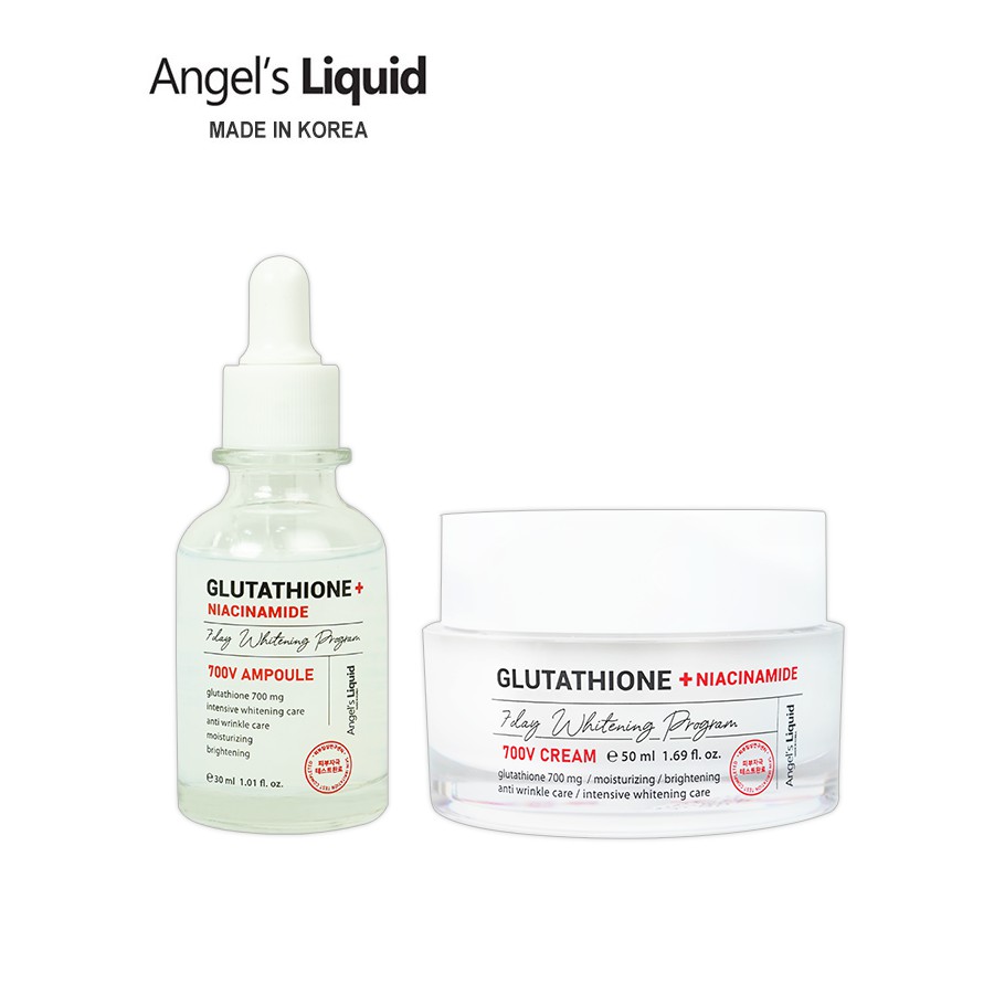 Combo Huyết thanh, Kem Dưỡng Mờ Nám, Dưỡng Sáng Da Angel Liquid Glutathione Plus Niacinamide 700V