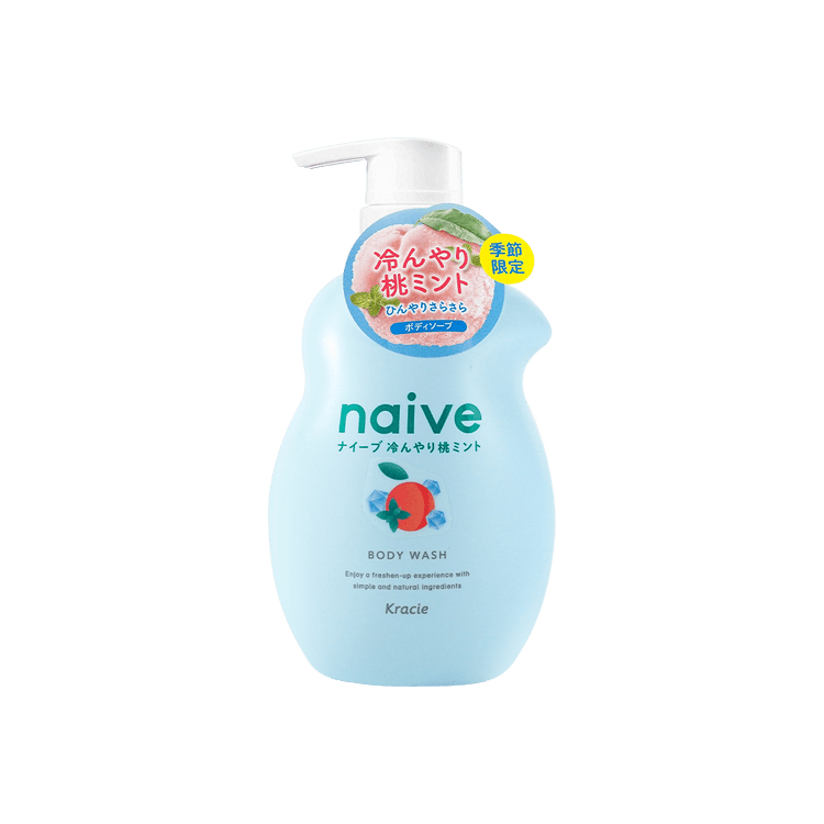 Sữa Tắm Trắng Mịn Da Chiết Suất Hương Đào Và Bạc Hà Kracie Naive Body Wash Peach Mint - Chai 530ML