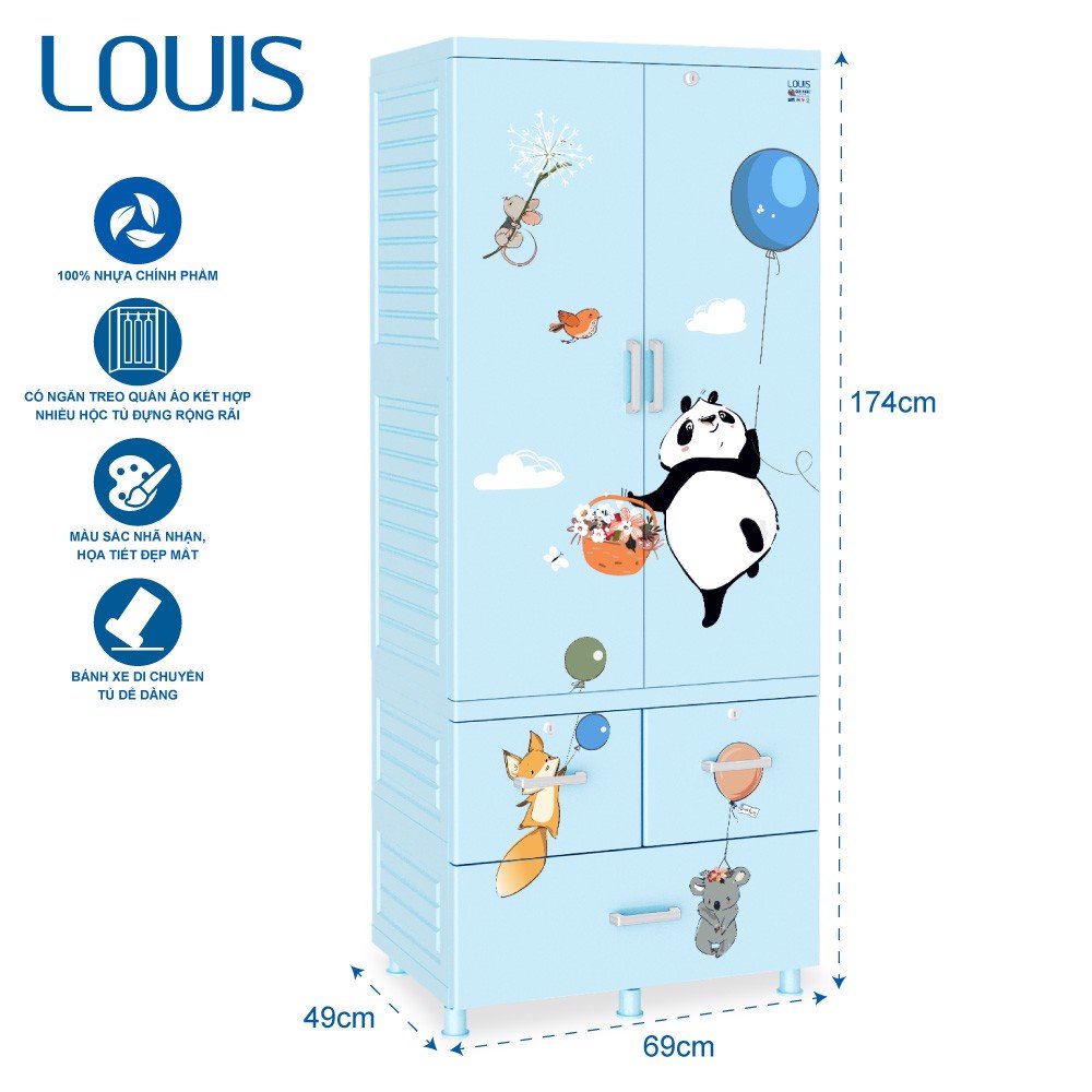 Tủ treo đồ LOUIS 2 tầng nhựa Qui Phúc