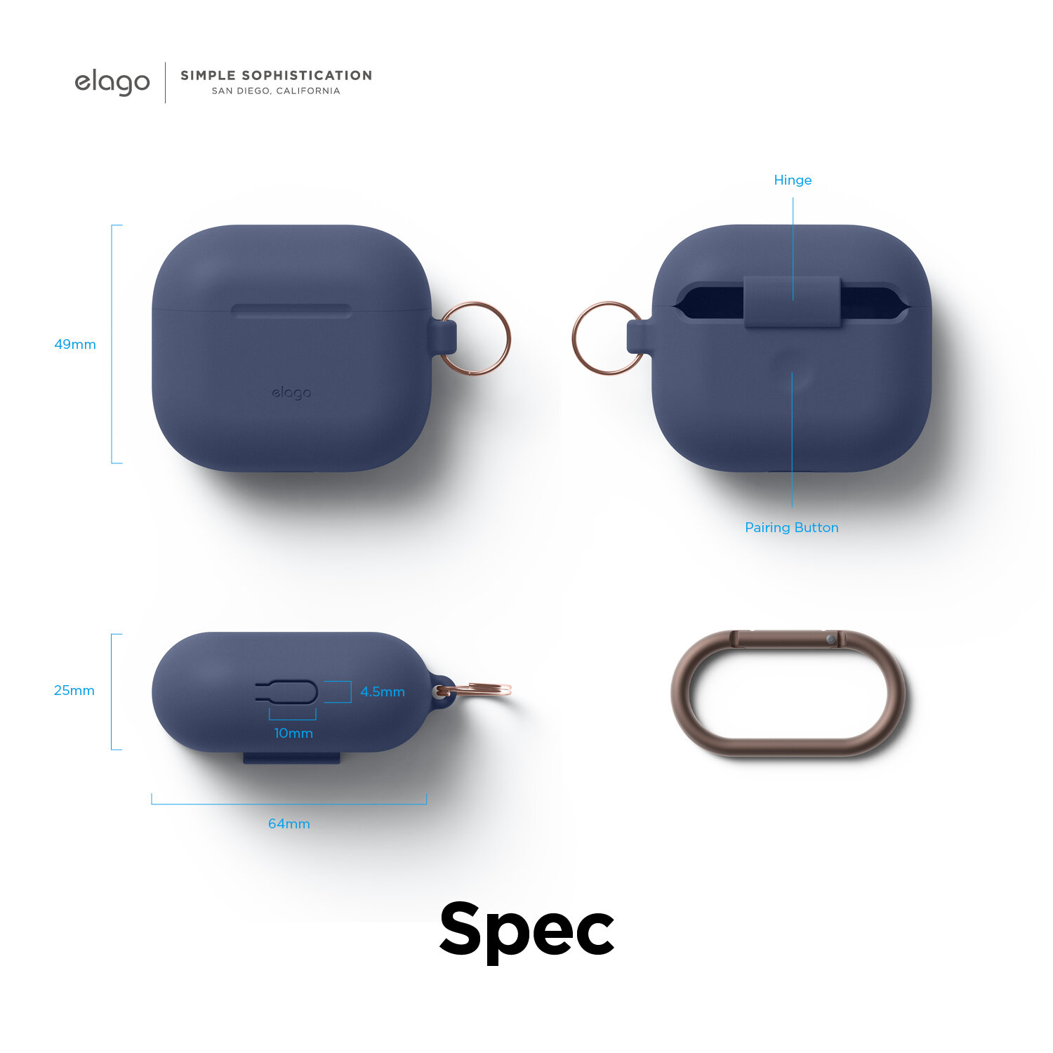 Ốp bảo vệ Dành Cho AirPods 3 Elago Silicone Hang Case- Hàng chính hãng