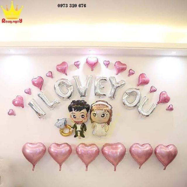 Set bóng trang trí ngày cưới, happy wedding có 7 mẫu