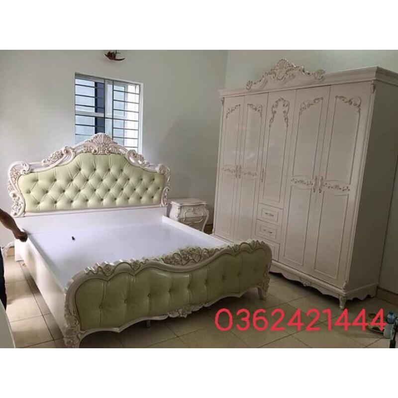 Combo bộ giường+tủ áo+ bàn phấn + táp tân cổ điển