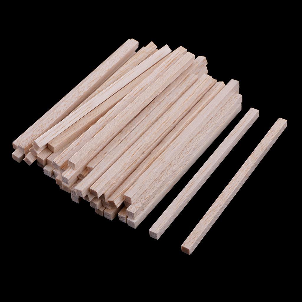 100 Pieces Natural Square Unfinished Balsa Wood Wooden Sticks Dowel Rods for DIY Craft Model