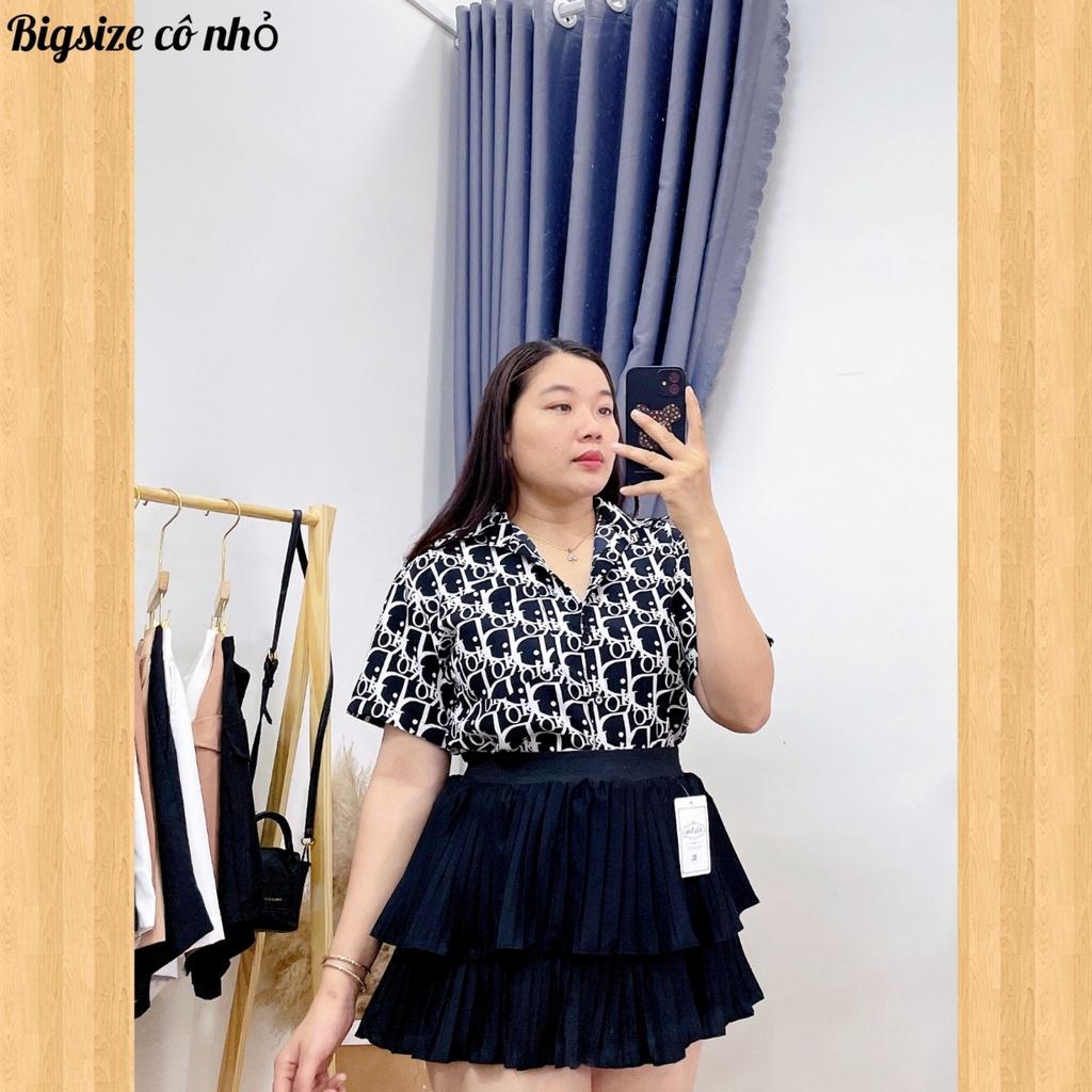 Áo sơ mi bigsize nữ tay ngắn có họa tiết dio chất lụa SMHT DIO - Màu trắng