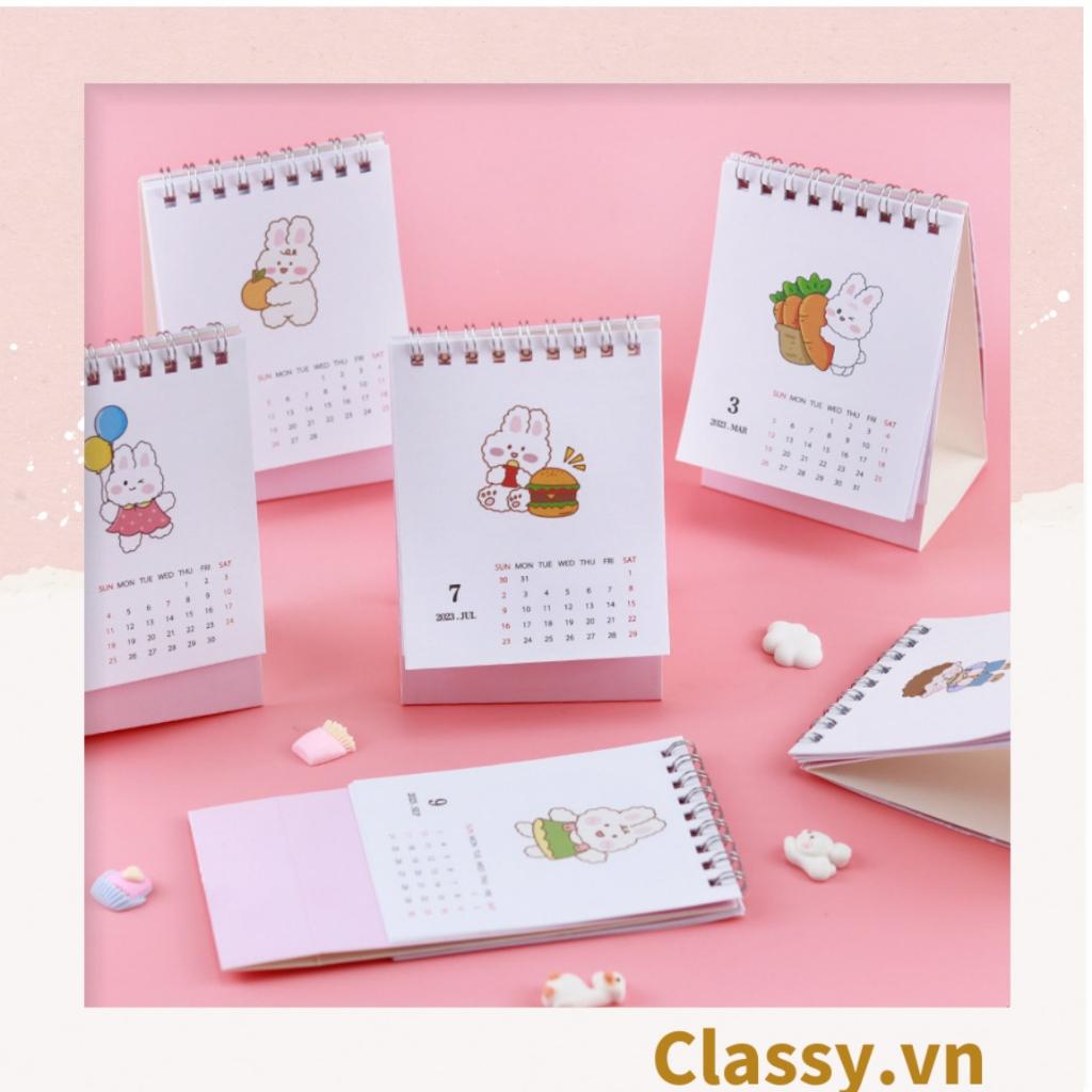 Lịch để bàn 2023 hoạ tiết Mèo Classy basic lịch để bàn chữ A lò xo có ghi chú to-do list tiện lợi PK1724