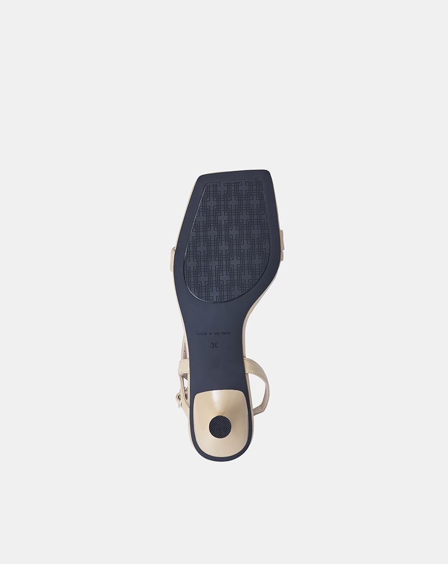 Giày Sandal 3cm Nữ Thời Trang JUNO Mũi Vuông Trang Trí Logo Cách Điệu SD03065