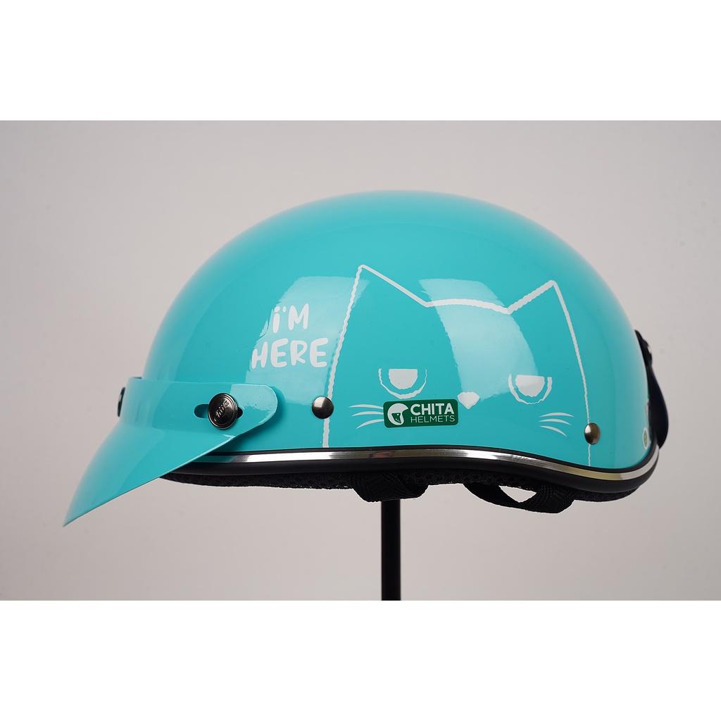 Mũ Bảo Hiểm 1/2 Đầu CHITA HELMETS CT6B1 Tem I need A Cat