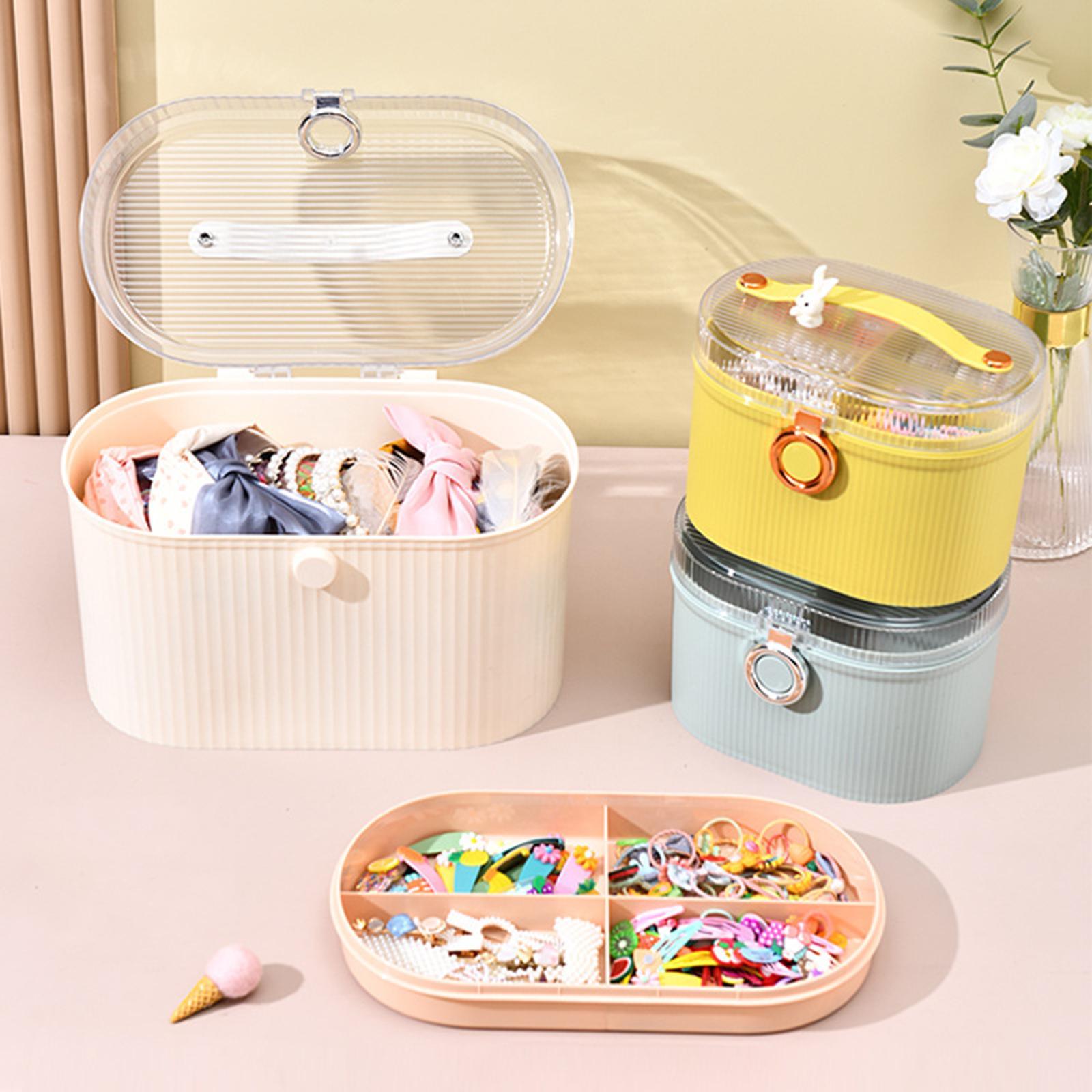 Home Organiser Storage Box Organization Bin with Lid and Handle Two Compartments for Jewelry Crafts Kids Toy Household Family