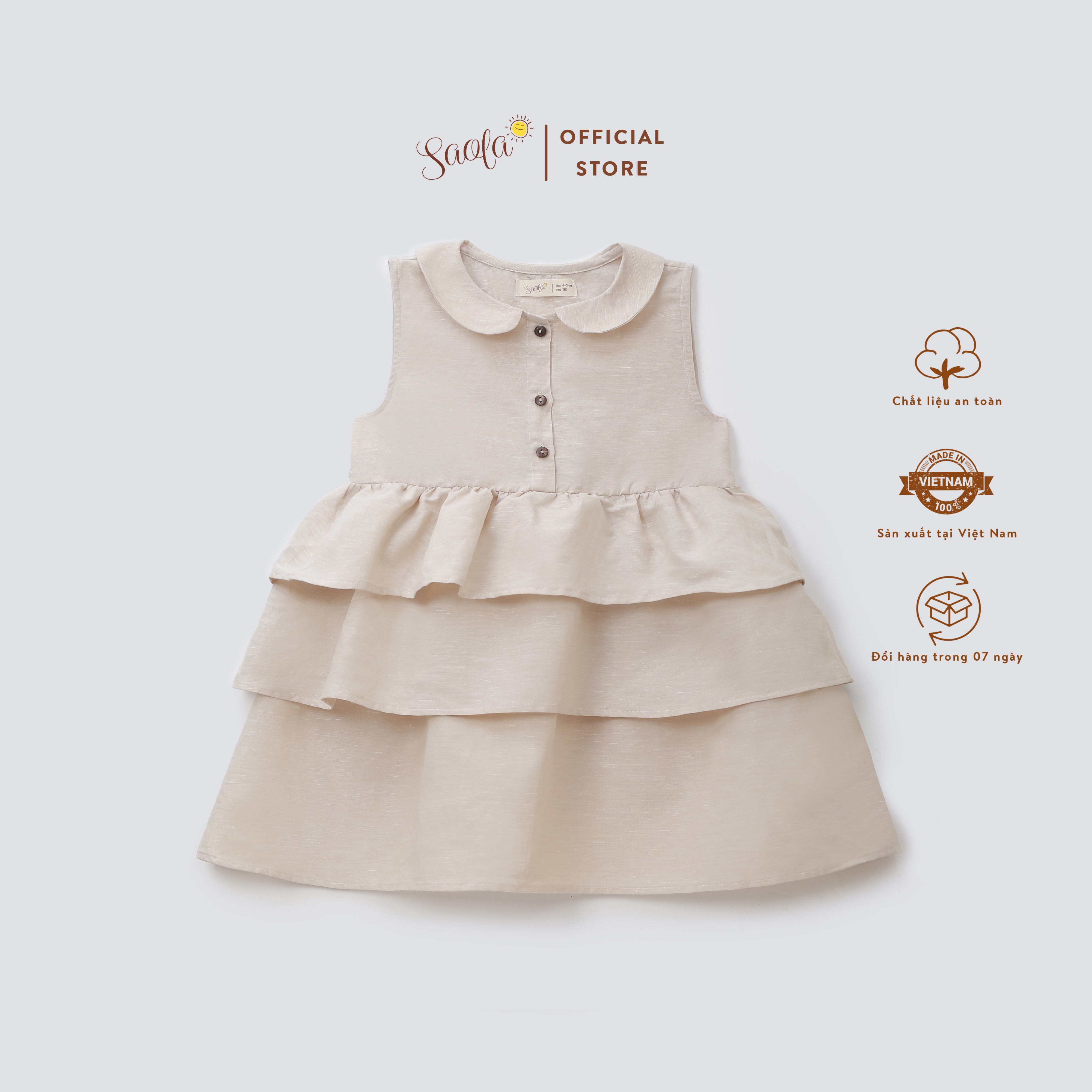 Váy Bé Gái Ba Tầng Bâu Cổ Lá Sen Thoáng Mát - KATERINA DRESS - DRL020 - SAOLA KIDS CLOTHING