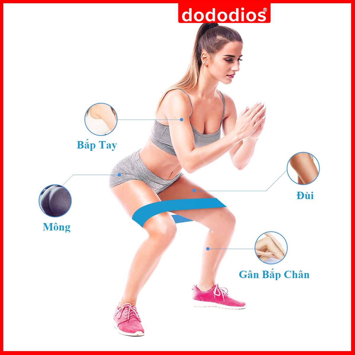 Bộ 5 Dây Đàn Hồi - 5 Dây Kháng Lực Tập Gym Tập Yoga Tập Thể Thao Cao Su Non Cao Cấp Chính Hãng dododios - Có Túi Đựng Cao Cấp Hướng Dẫn Sử Dụng, dây kháng lực tập bóng đá