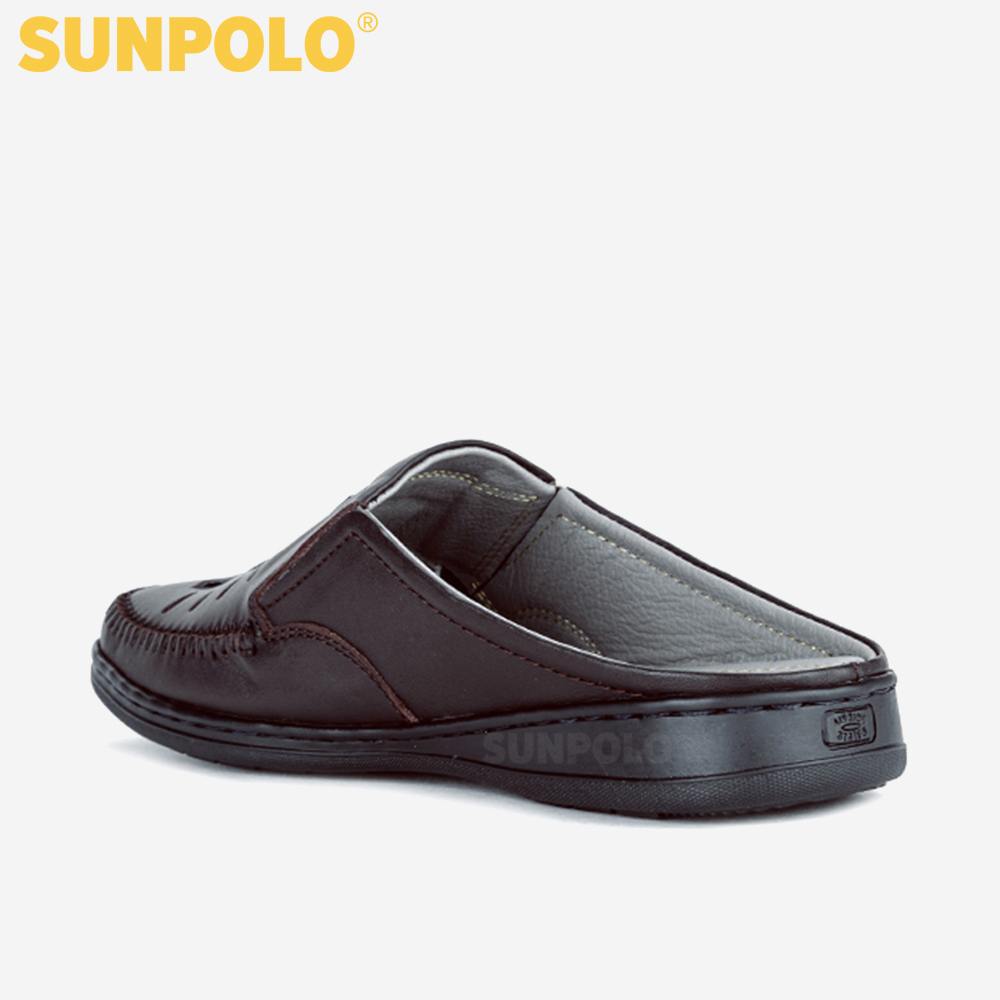 Dép Sục Bít Mũi Nam Da Bò SUNPOLO SPO194