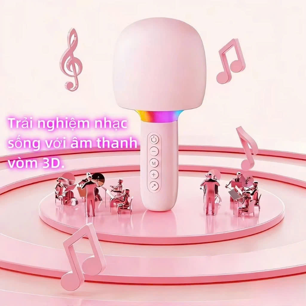Micro Karaoke Bluetooth kèm loa kết nối điện thoại, máy tính bảng Hát Không Dây, Nghe Nhạc, Hỗ Trợ Kết Nối Thẻ Nhớ, USB Pin sạc - Hàng Chính Hãng