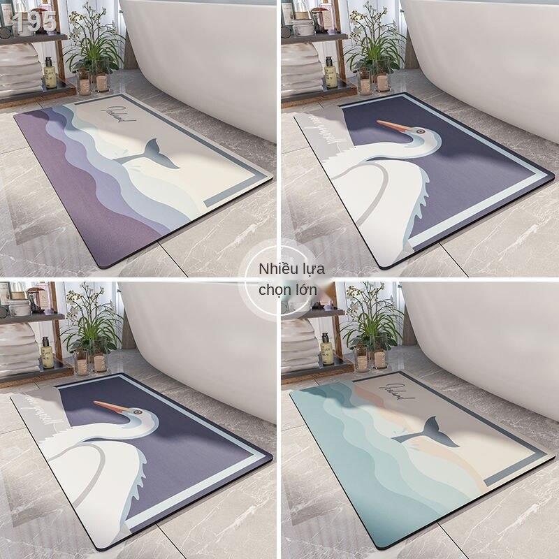 Hình bầu dục nhà vệ sinh thấm nước thảm phòng tắm sàn chống trượt hộ gia đình cửa khô nhanh bằng tảo cát tấm mềm