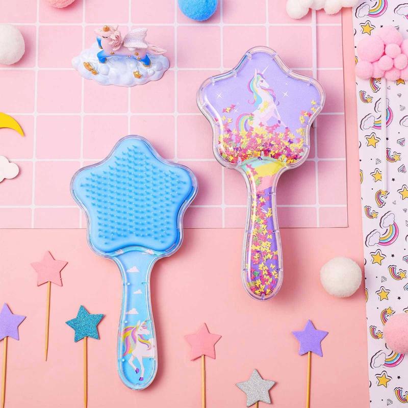 LƯỢC CHỐNG RỐI HÌNH PONY NGÔI SAO CÓ KIM TUYẾN BẰNG NHỰA HÌNH NGẪU NHIÊN