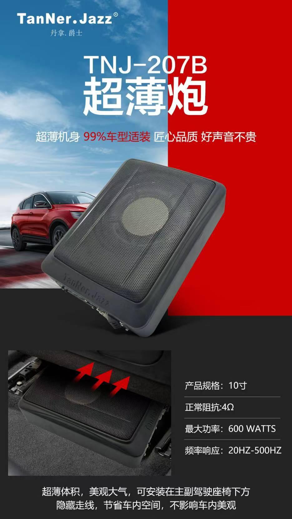 Phong cách mới nhất của Dynaudio jazz âm thanh xe hơi đã sửa đổi xe hơi 10 inch ghế siêu mỏng loa siêu trầm chủ động loa siêu trầm TNJ-207B