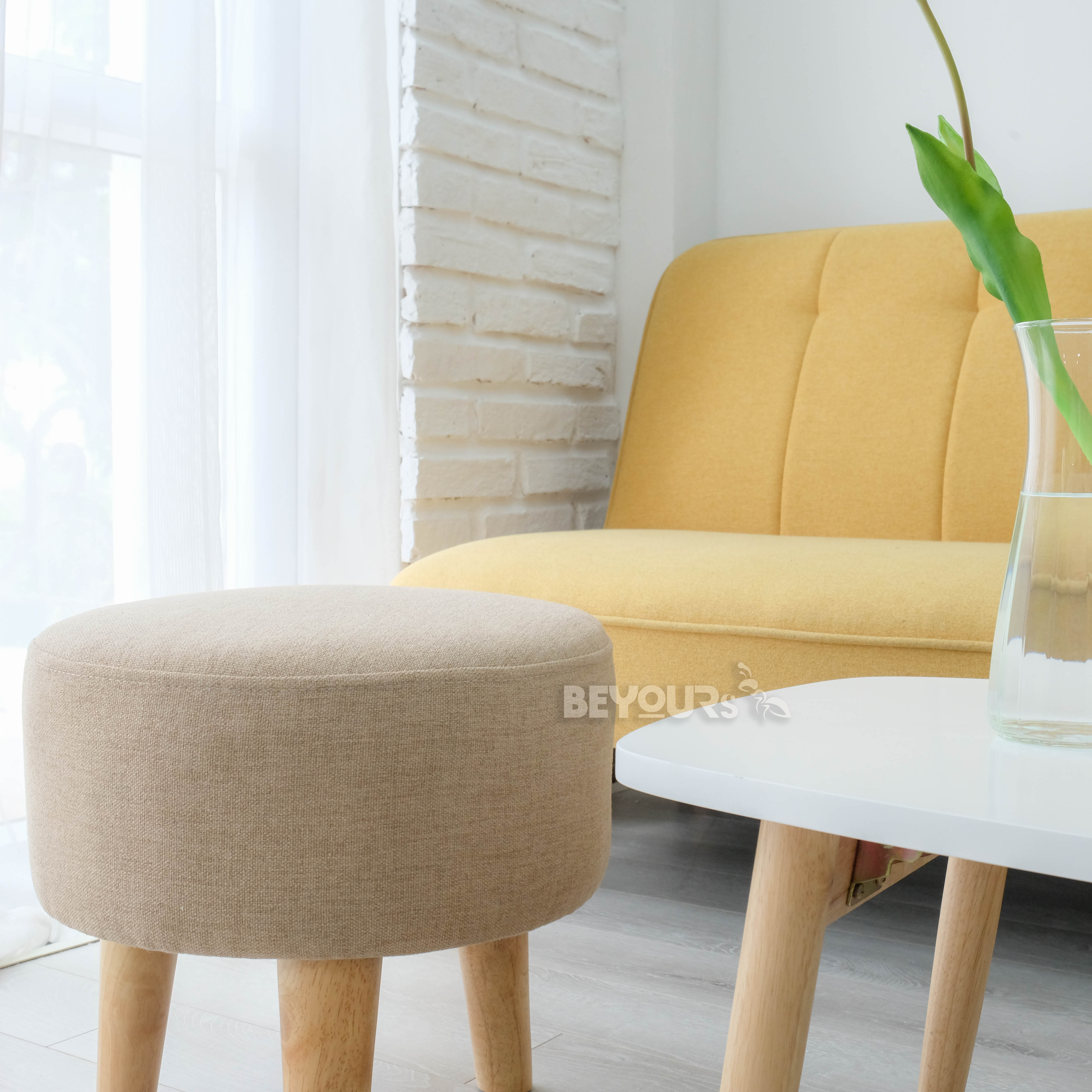 Ghế Đôn Sofa Nệm BEYOURs Tròn Chân Gỗ - Nội Thất Phòng Khách, Phòng Làm Việc