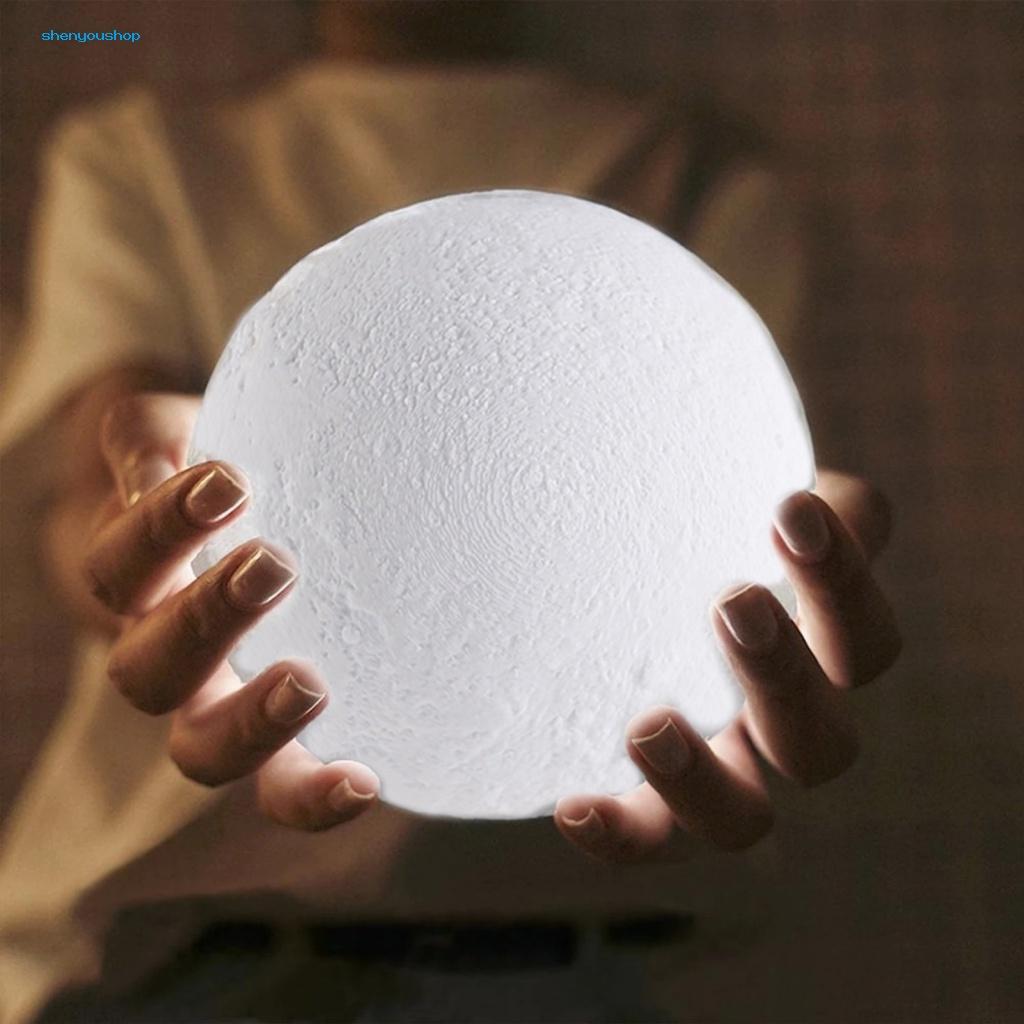 1 Bộ Đèn LED Hình Mặt Trăng 3D Tiết Kiệm Năng Lượng Có Thể Sạc Lại