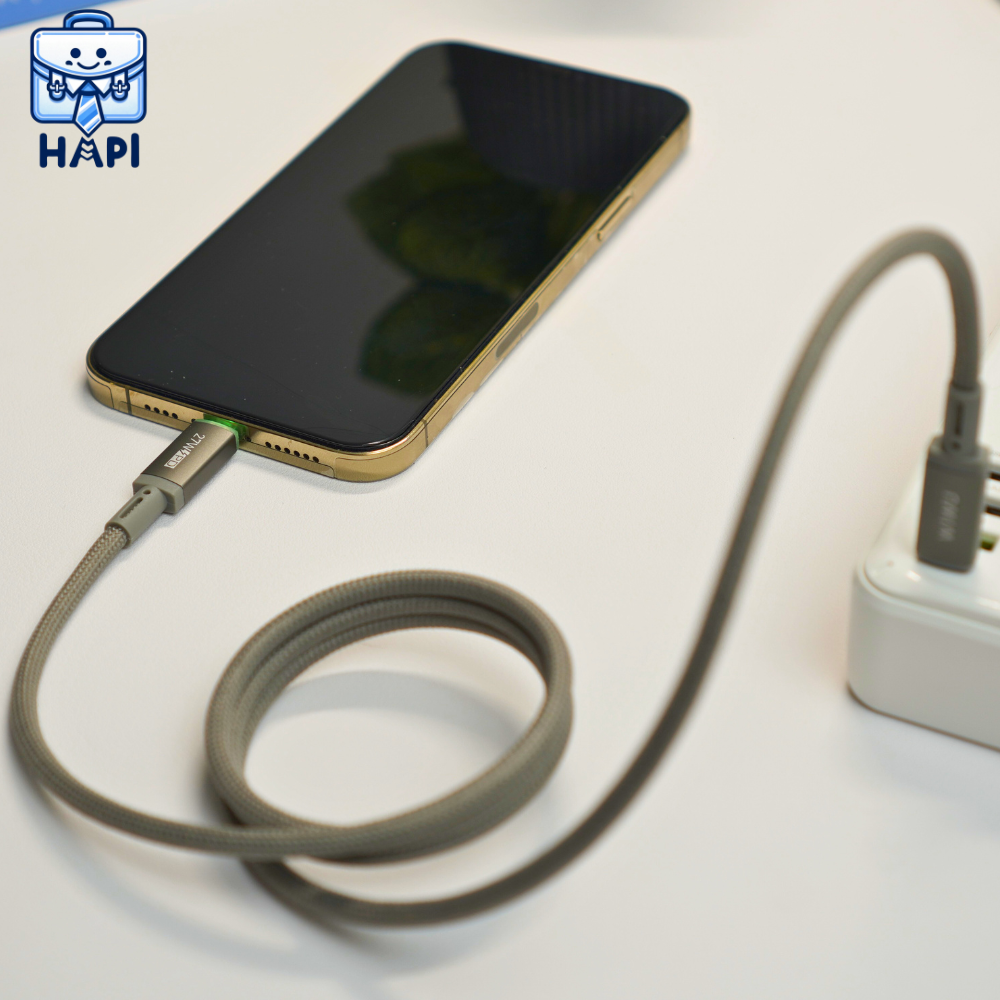 Cáp sạc Type-C to L 27W hàng chính hãng WiWU Maglink Wi-C083. Dây dù nylon siêu bền, truyền đẫn ổn định