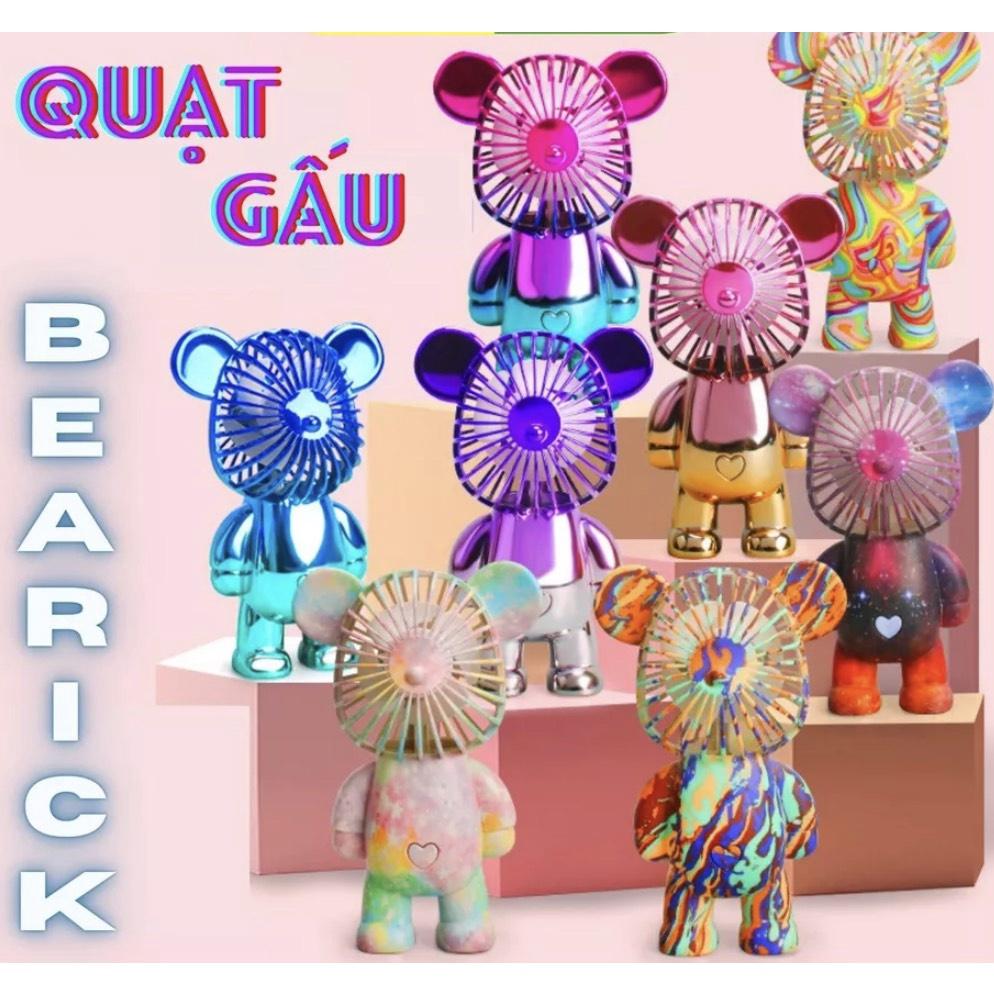 Quạt Gấu Bearbrick Mini Để Bàn Cầm HOT HIT TIKTOK Có Cổng Sạc USB Thiết Kế Nhỏ Gọn