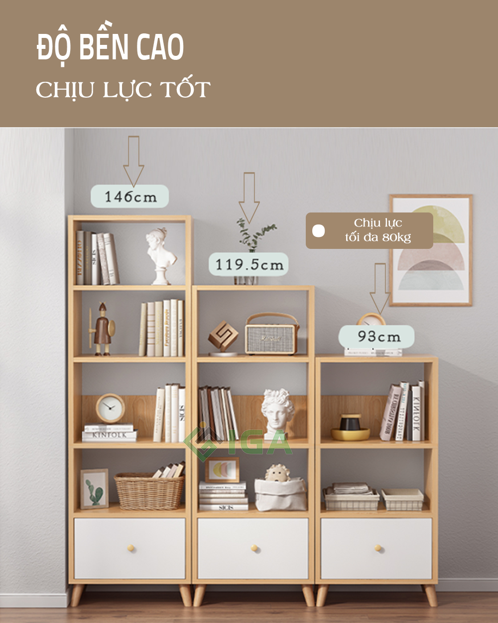 Tủ Sách Gỗ Đa Tầng Phong Cách Nordic - GP144