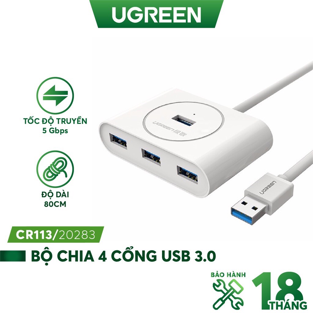 Hub USB 3.0 ra 4 cổng UGREEN cao cấp hàng chính hãng