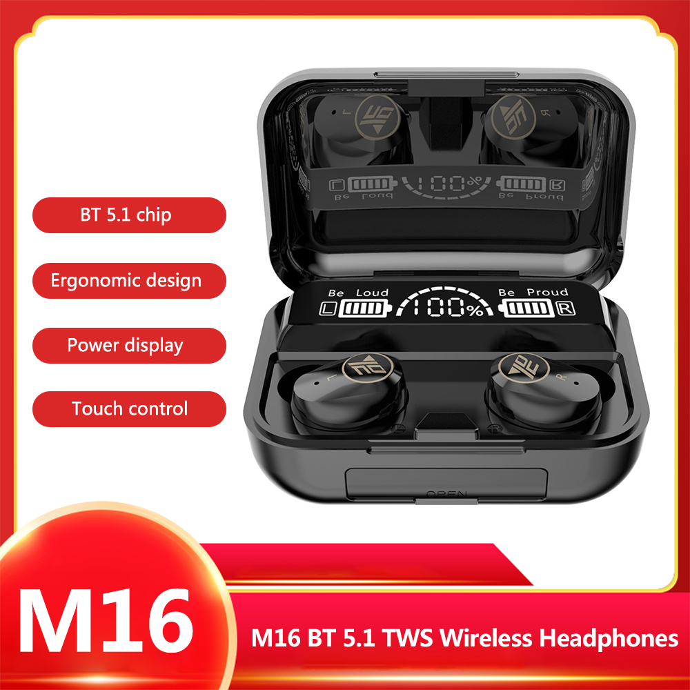 Tai Nghe Không Dây M16 BT 5.1 TWS Auto Link IPX7 Chống Thấm Nước Với Hộp Sạc 2000mah