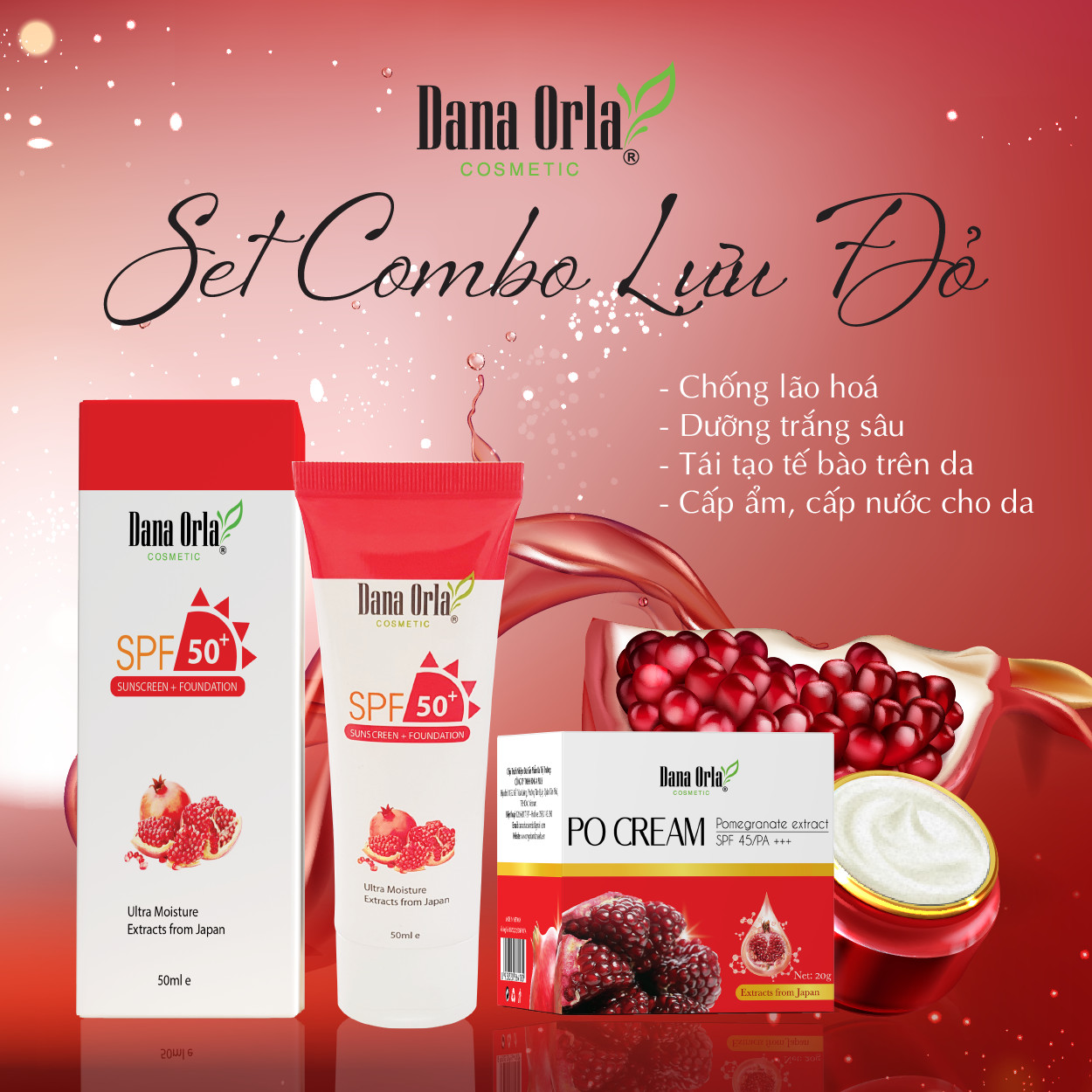 SET COMBO HẠT LỰU ĐỎ - CHỐNG NẮNG, DƯỠNG TRẮNG, TÁI TẠO DA